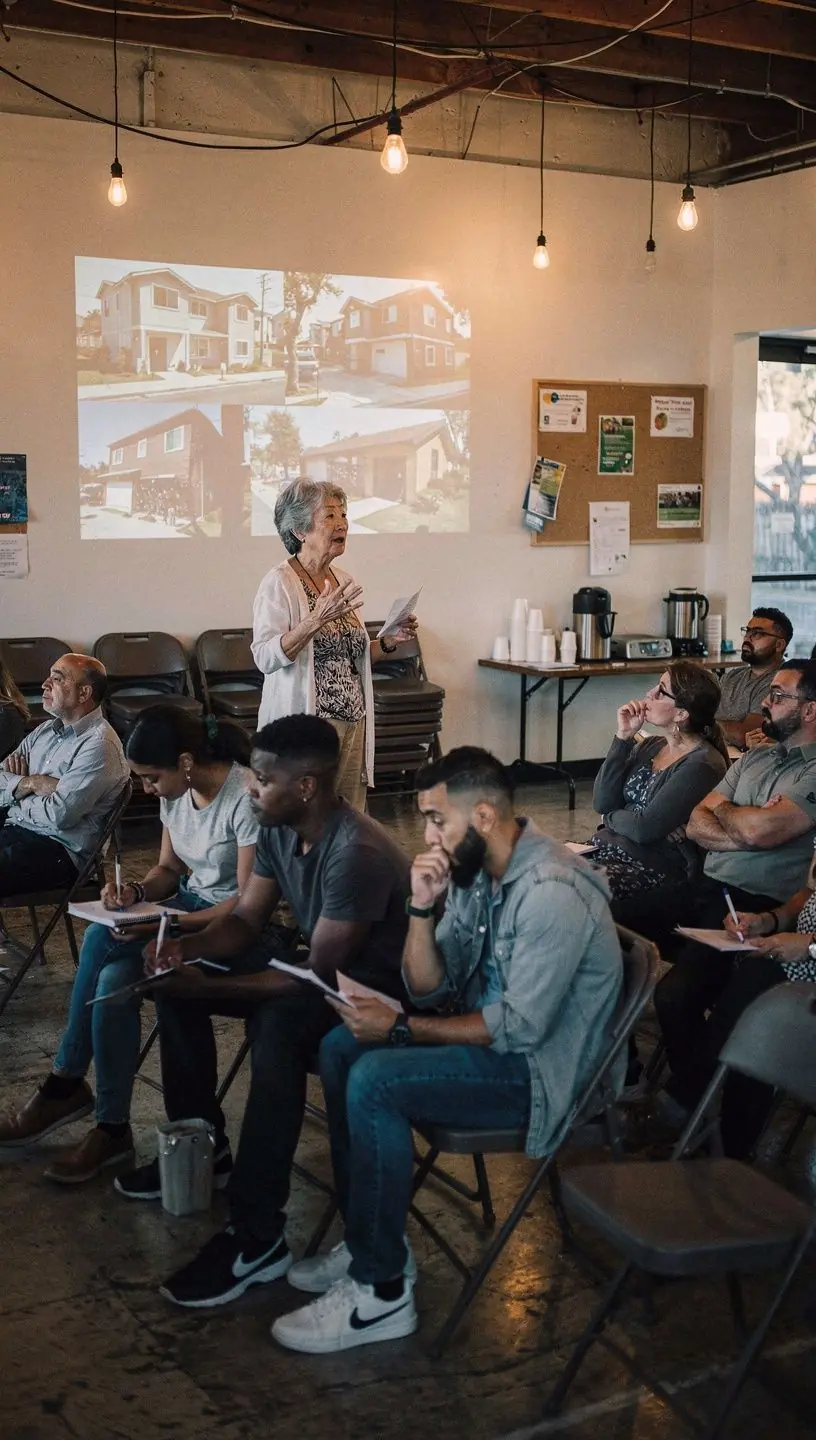 Volunteers planting trees together as a practical solution to urban environmental challenges.