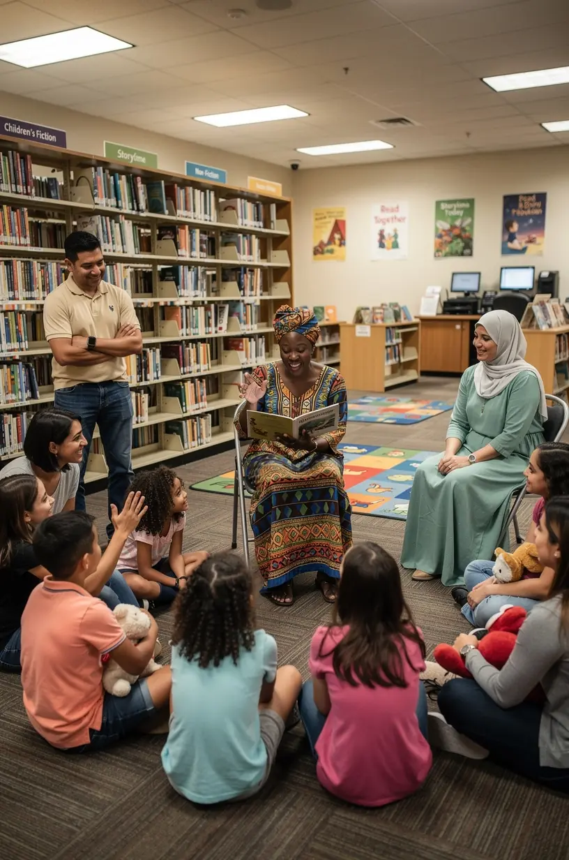 Graphic showing step-by-step guidance on how to contribute and engage with community stories online.