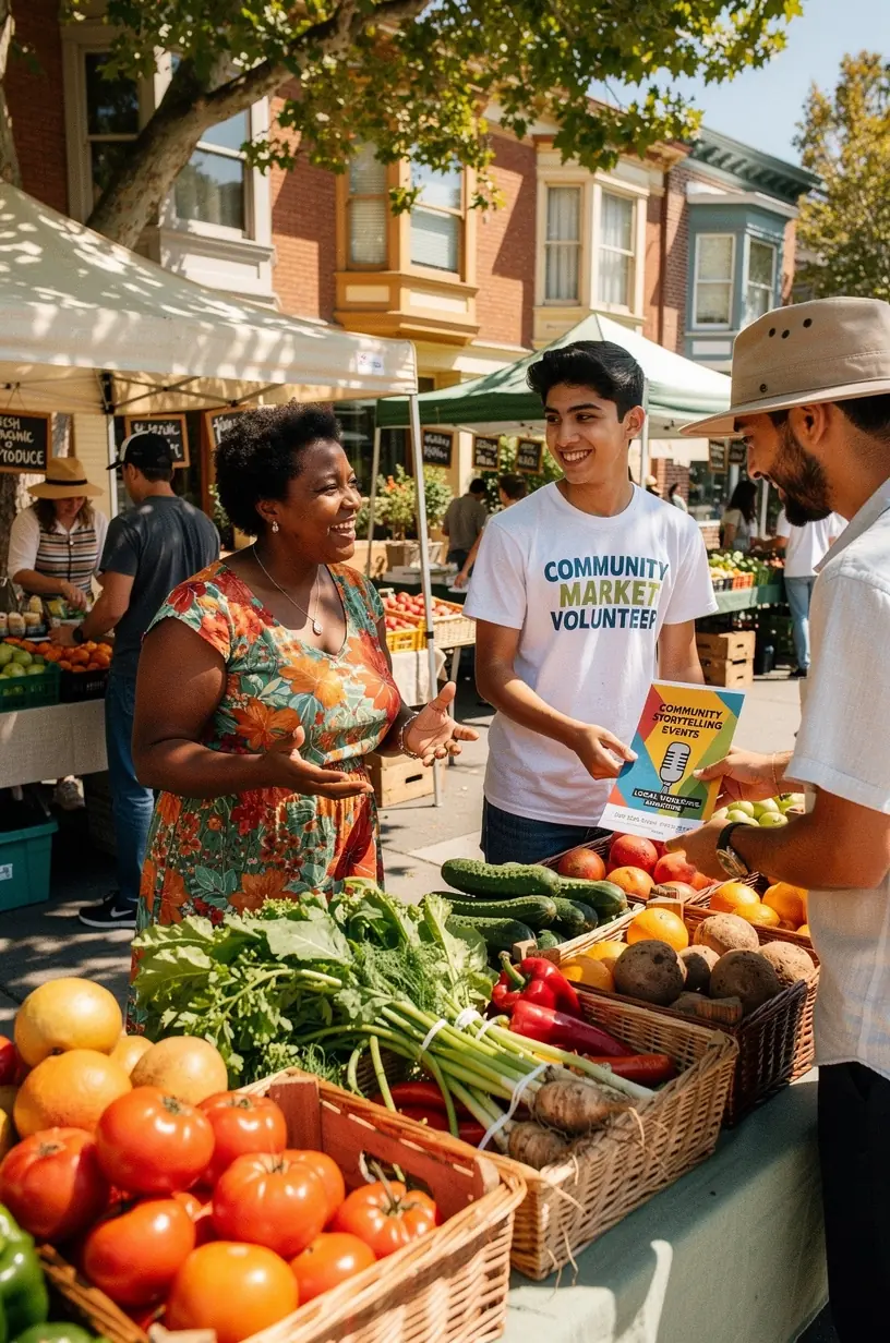 Illustration of a map highlighting local neighborhoods with icons representing challenges and solutions.